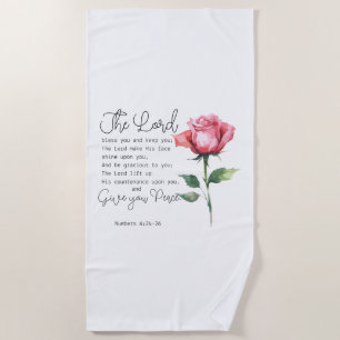 Serviette De Plage Numéros 6:24-26 Le Seigneur vous bénisse Fleur Ros