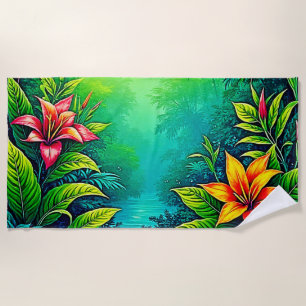 Serviette De Plage Oasis de la jungle tropicale luxuriante