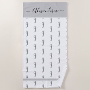 Serviette De Plage Ocean Seahorse Tropical Grey Beach Towne