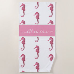 Serviette De Plage Ocean Seahorse Tropical preppy rose Beach Towne