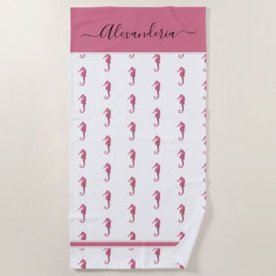 Serviette De Plage Ocean Seahorse Tropical preppy rose Beach Towne