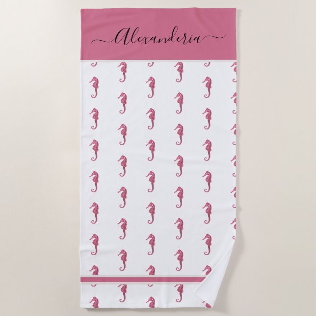 Serviette De Plage Ocean Seahorse Tropical preppy rose Beach Towne (Devant)