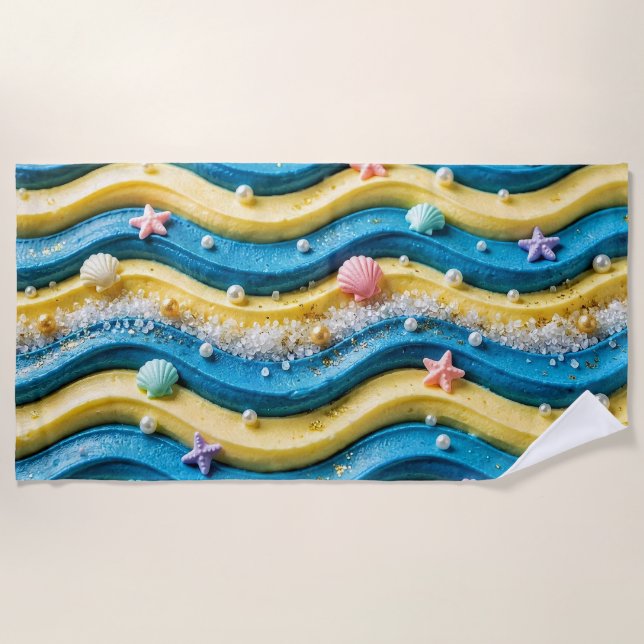 Serviette de plage Ocean Wave Cake - Côte maritime (Devant)