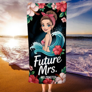 Serviette De Plage Ocean Wave nuptiale lune de miel cadeau personnali
