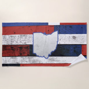Serviette De Plage Ohio sur les planches en bois