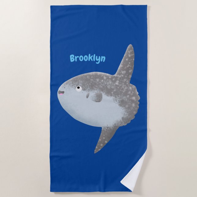 Serviette De Plage Oiseau de mer mola mola mignonne caricature (Devant)
