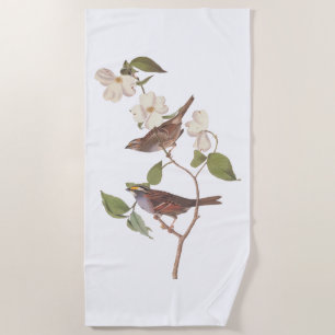 Serviette De Plage Oiseaux Audubons à Bruant à Throses Blanches avec 