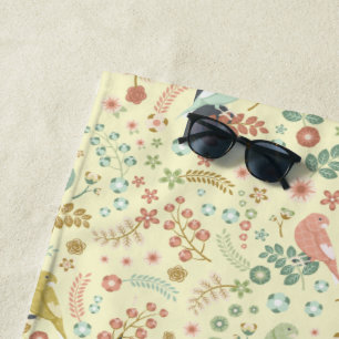 Serviette De Plage Oiseaux de Shabby & Branches Jaune