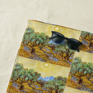 Serviette De Plage Oliviers de Van Gogh - Soleil doré et ciel d'art