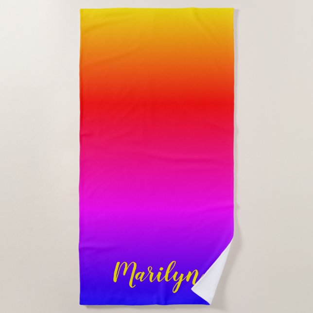 Serviette De Plage Ombre arc-en-ciel brillant personnalisé (Devant)