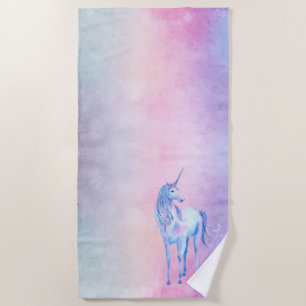 Serviette De Plage Ombre bleu violet Unicorn