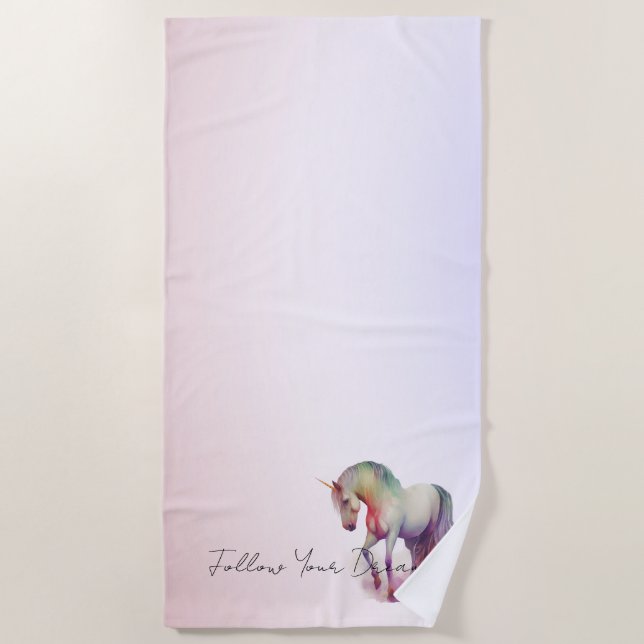 Serviette De Plage Ombre Unicorne magique violet (Devant)