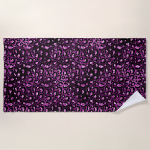 Serviette De Plage Ombre violet et Parties scintillant de glam noir L