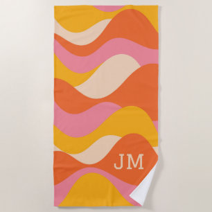Serviette De Plage Ondes orageuses de style rétro