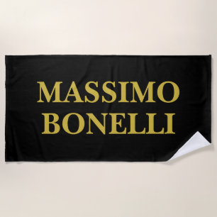 Serviette De Plage Or Noir Moderne Minimaliste Élégant Votre Nom