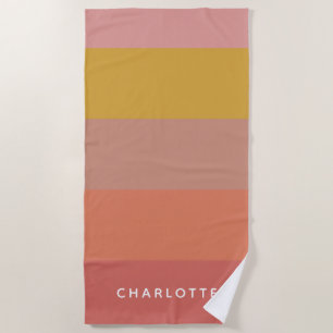 Serviette De Plage Orange et Jaune - Rayures chaudes Nom géométrique