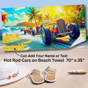 Serviette De Plage Orange Hot Rods sur la plage de Surf pour Car Love