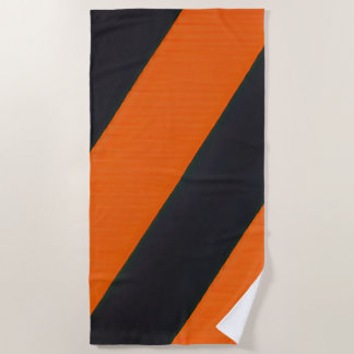 serviette de plage orange rayé noir