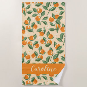 Serviette De Plage Oranges Vintage Été Bohème Fruit Personnalisé