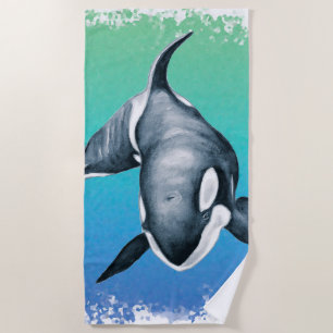Serviette De Plage Orca Whale cristal Turquoise