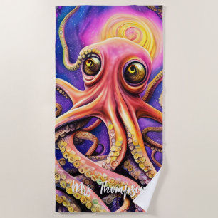 Serviette De Plage Otopus Océan Calmar Animal Aquatique