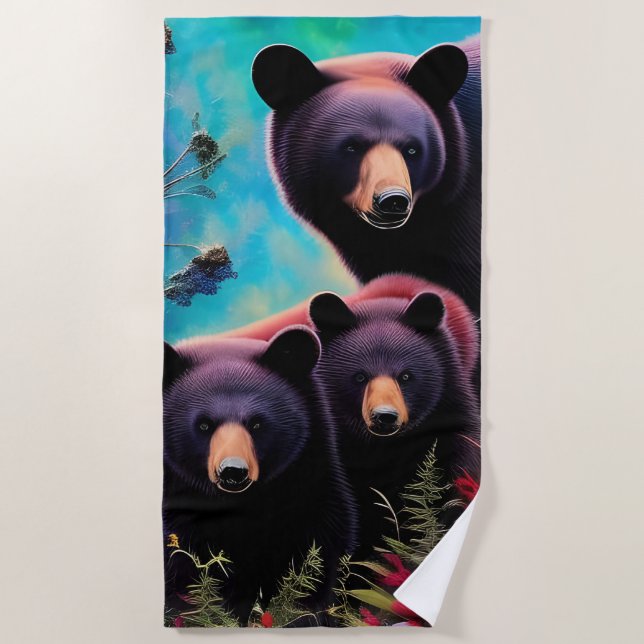 Serviette De Plage Ours de Momma et petits (Devant)