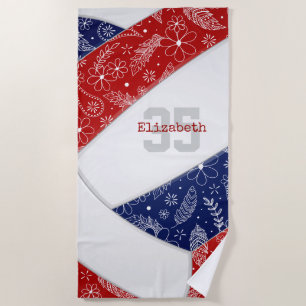 Serviette De Plage paisley motif bleu marine bleu artsy volleyball