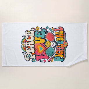 Serviette De Plage Paix Amour Pickleball Rétro Groovy Sports