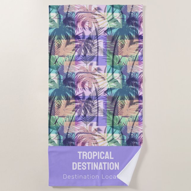 Serviette De Plage Palm Trees Motif texte personnalisé (Devant)