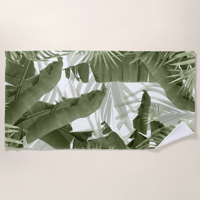 Serviette De Plage Palm Vert Banane Feuilles Bliss 1 #art #nature (Devant)