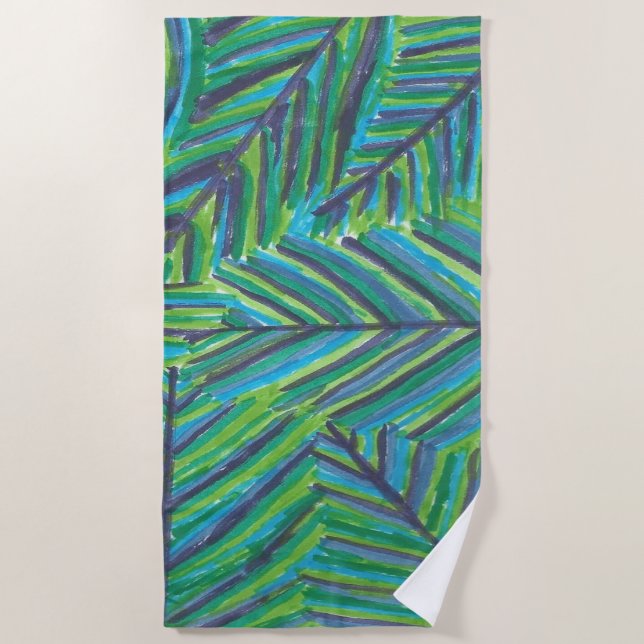 Serviette De Plage Palm vert Feuilles (Devant)