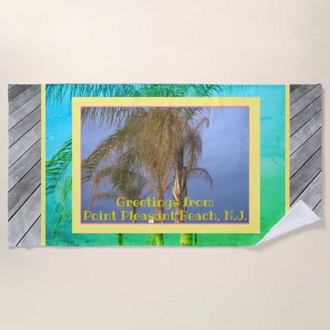 Serviette De Plage Palmiers Planches de Plage N.J. Beach Towel (Devant)