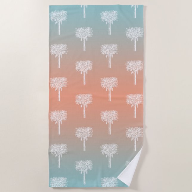 Serviette De Plage Palmiers tropicaux modernes Sunset Ombre (Devant)