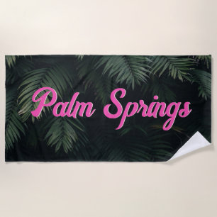 Serviette De Plage Palmiers Tropicaux Néon Nom de Ville Enterrement d