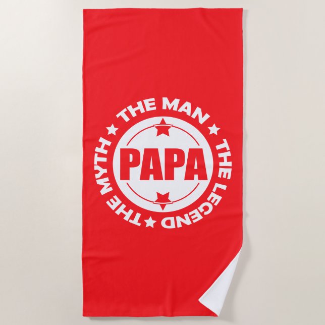 Serviette De Plage Papa. L'Homme. Le Mythe. La Légende. (Devant)