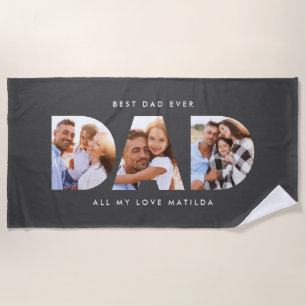 Serviette De Plage Papa photo typographie moderne cadeau enfant