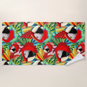 Serviette De Plage Papier de perroquet Macaw