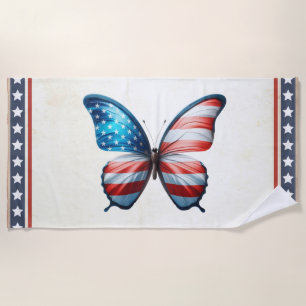Serviette De Plage papillon 4 juillet patriotique américain