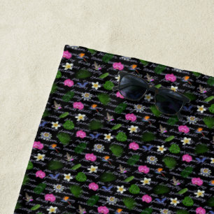 Serviette De Plage Papillon floral naturel tropical moderne de luxe