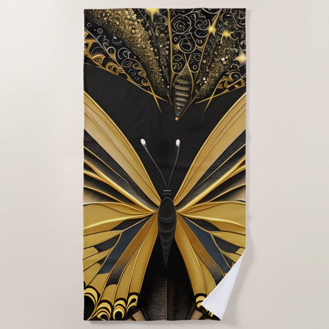 Serviette De Plage Papillon noir (Devant)