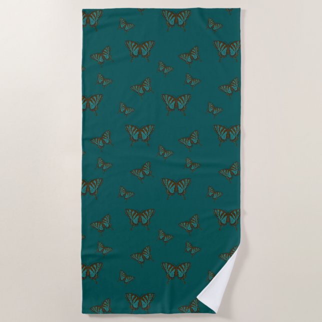 Serviette de plage Papillon swallowtail indigène (Devant)