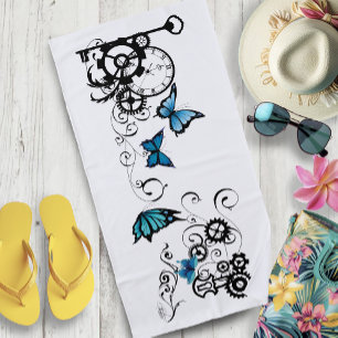 Serviette De Plage Papillons bleu Tribal Steampunk
