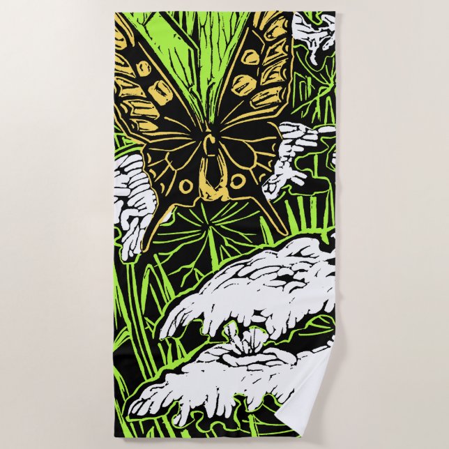 Serviette De Plage Papillons et dentelle de la reine Anne (Devant)