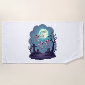 Serviette De Plage Parade de chat fantôme