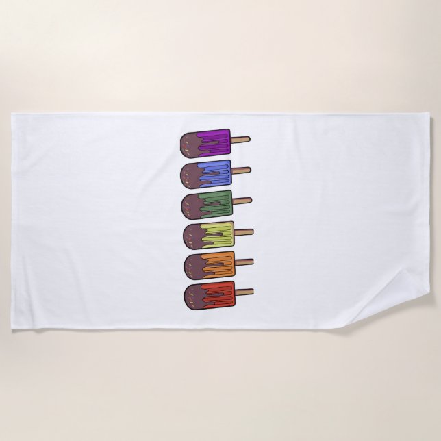 Serviette De Plage Parade de sucettes arc-en-ciel (Devant)