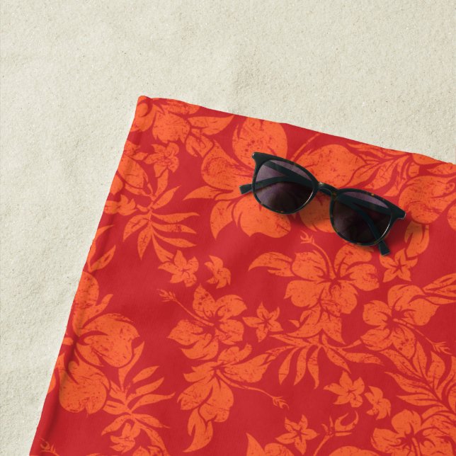 Serviette De Plage Pareau Hibiscus dénaturé Floral Hawaï - Rouge (En situation)