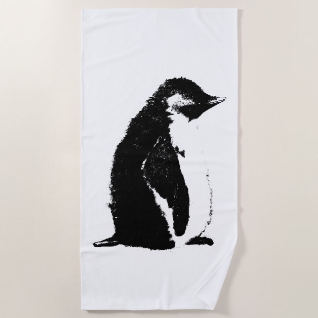 Serviette de plage parfaite de pingouin (Devant)