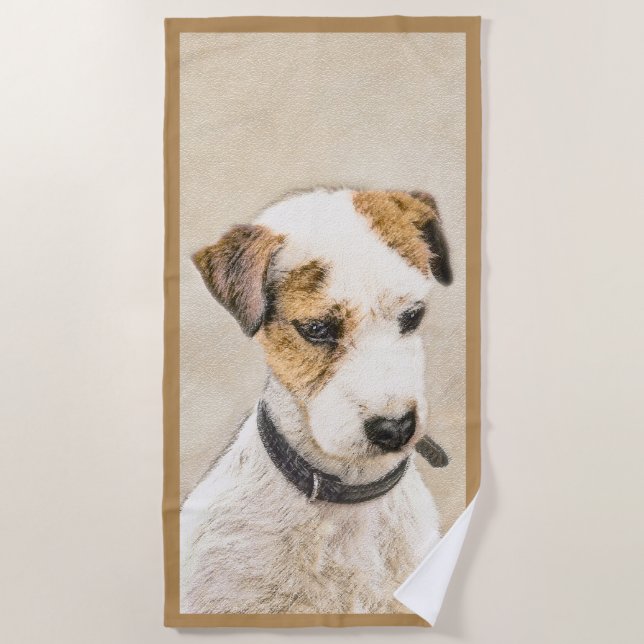Serviette De Plage Parson Jack Russell Terrier Peinture - Chien Art (Devant)
