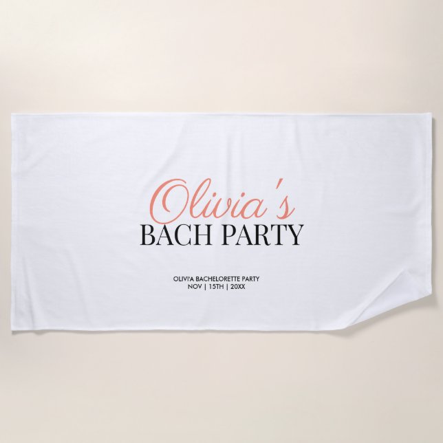 Serviette De Plage Parti de Bachelorette de Script Moderne (Devant)
