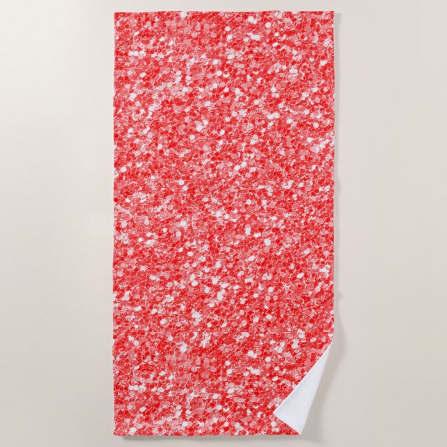 Serviette De Plage Parties scintillant Blanche Et Rouge Moderne (Devant)